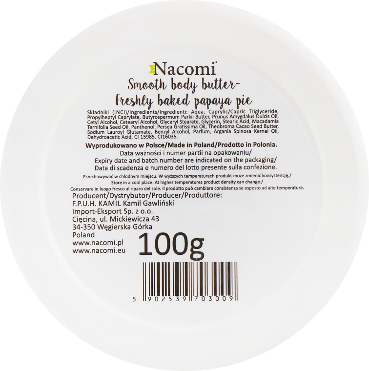 Масло для тела "Запеченный пирог из папайи" - Nacomi Smooth Body Butter Freshly Baked Papaya Pie — фото N3
