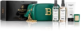 Парфумерія, косметика Набір, 5 продуктів - Balmain Paris Hair Couture Limited Edition Luxury Pouch Green & Gold FW22