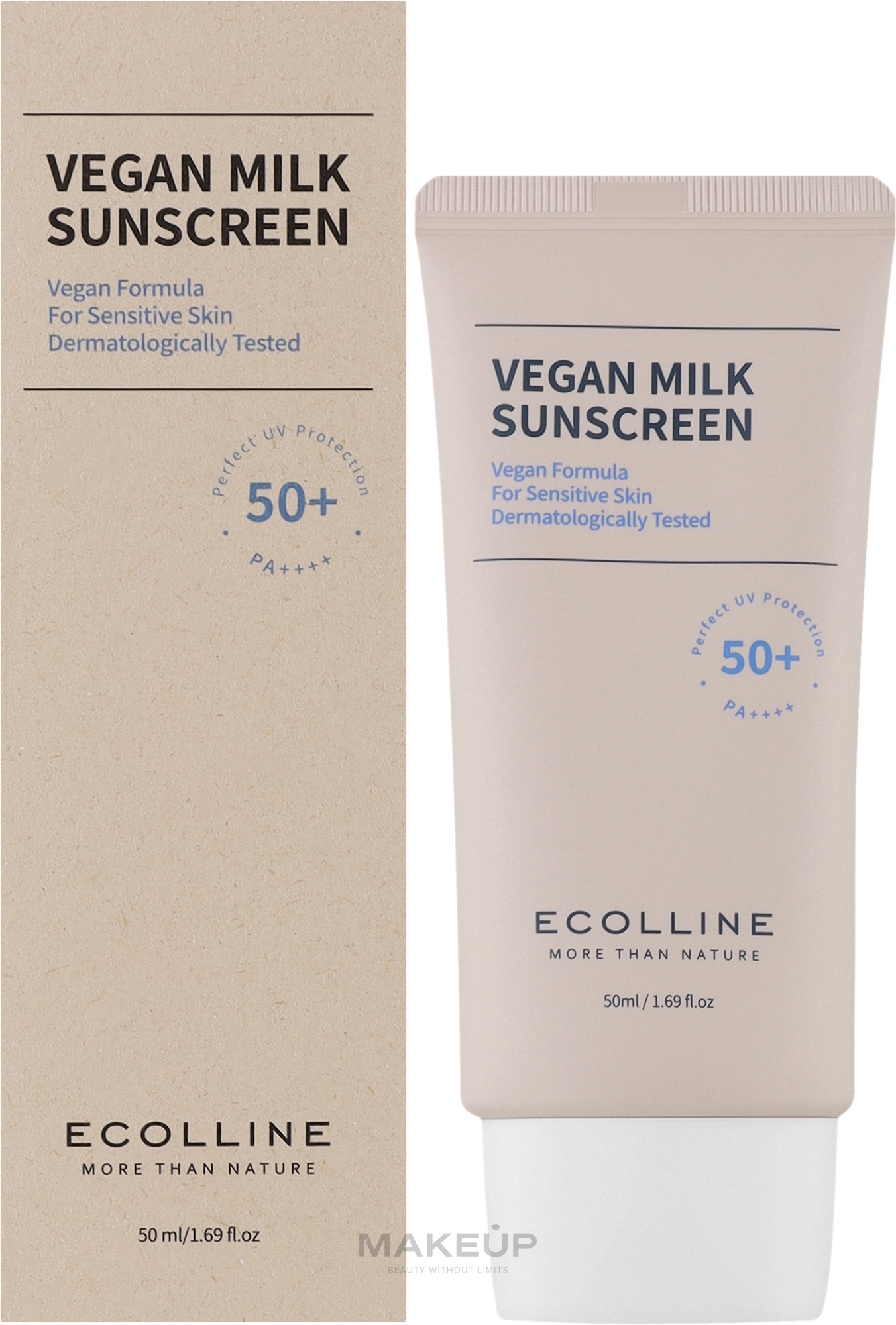 Веганское солнцезащитное молочко для лица - Ecolline Vegan Milk Sunscreen 50+ PA++++  — фото 50ml