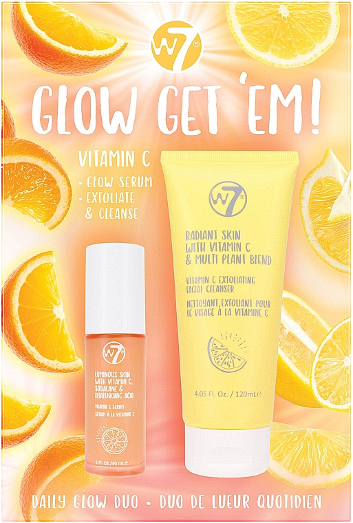 Набор - W7 Glow Get 'Em Vitamin C Gift Set (f/ser/30ml + f/peeling/120ml) — фото N1