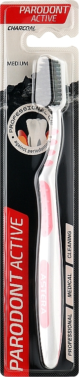 Зубна щятка з активованим вугіллям, середня - Astera Parodont Active Charcoal Medium Toothbrush — фото N1