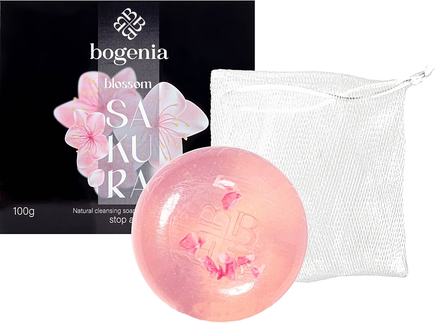 Натуральное очищающее мыло с аминокислотами "Цветущая Сакура" - Bogenia  — фото N1