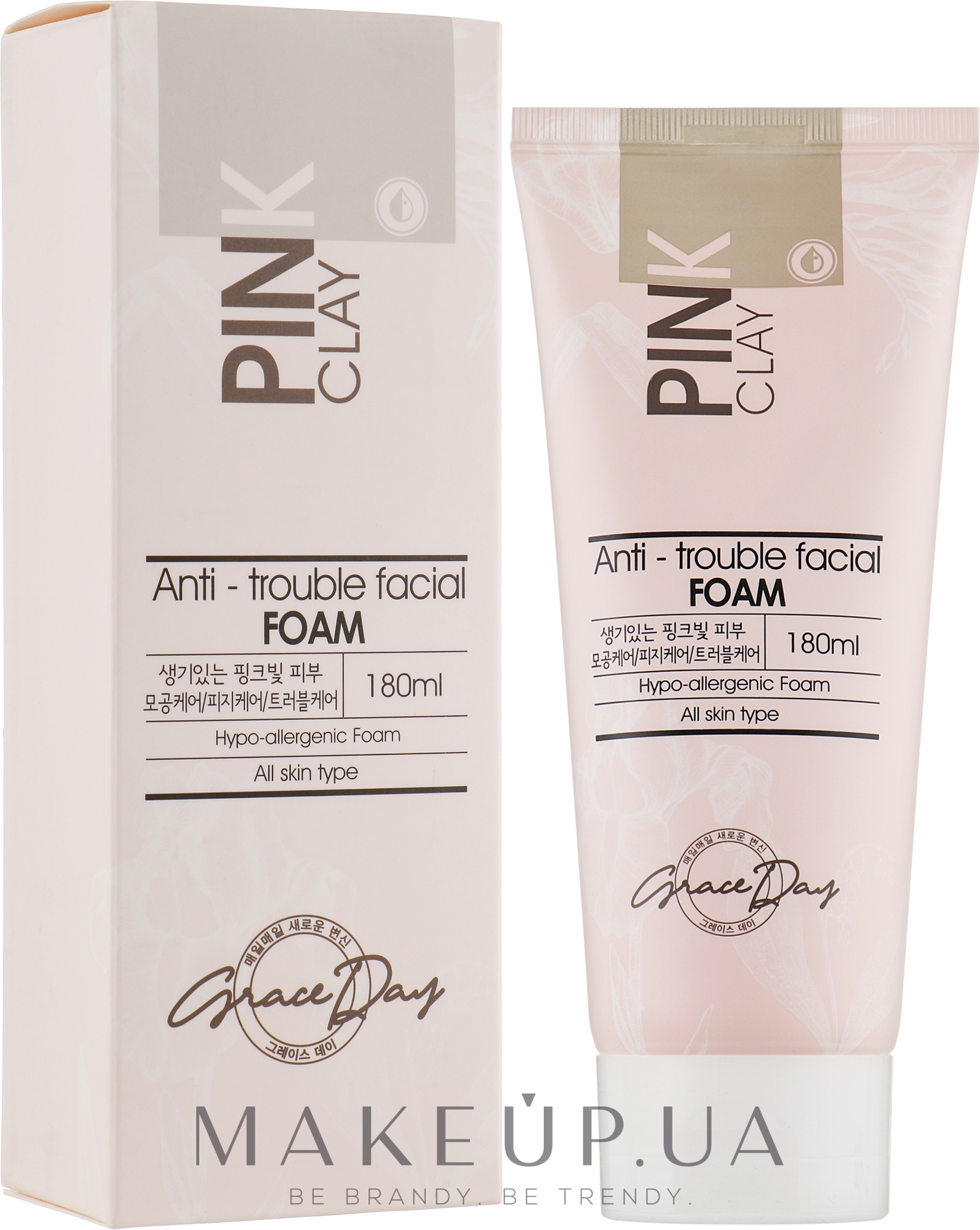Пенка для умывания лица с розовой глиной - Grace Day Pink Clay Anti-Trouble Facial Foam — фото 100ml