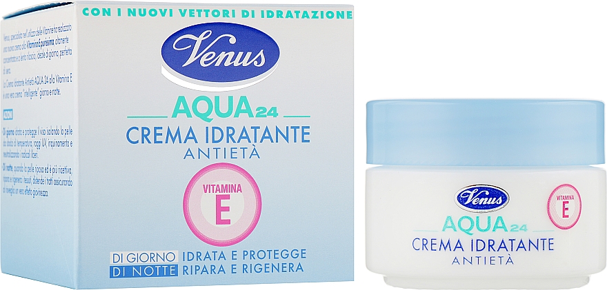 Увлажняющий, антивозрастной крем c витамином Е для лица - Venus Crema Idratante Antieta Aqua 24 Vitamina E  — фото N2