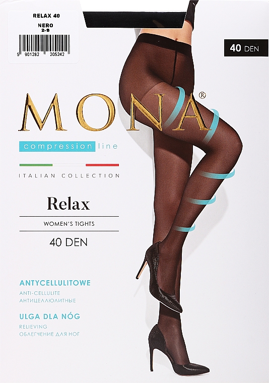 Колготки для жінок "Relax" 40 Den, nero - MONA — фото N1