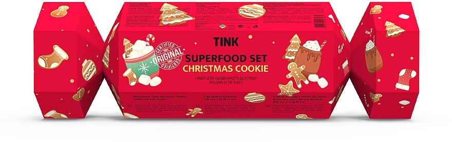Подарочный набор - Tink Superfood Set Christmas Cookie (sh/gel/150ml + lip/balm/15ml + hand/cr/45ml) — фото N1
