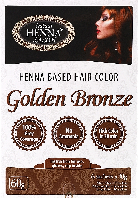 Краска для волос Золотистая Бронза - Indian Henna Salon Based Hair Colour Golden Bronze — фото N1