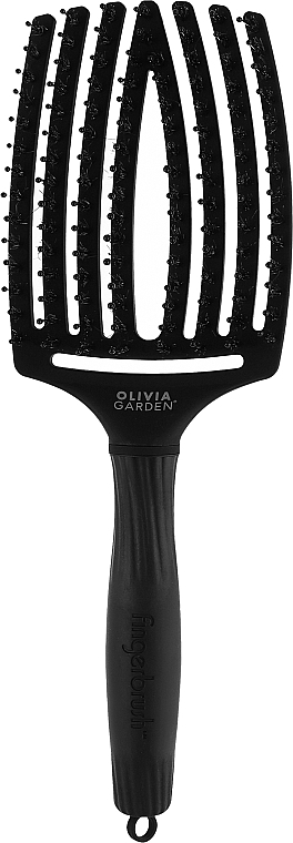 Массажная комбинированная щетка, большая, черная - Olivia Garden Fingerbrush Full Black Combo HairBrush Large — фото N1