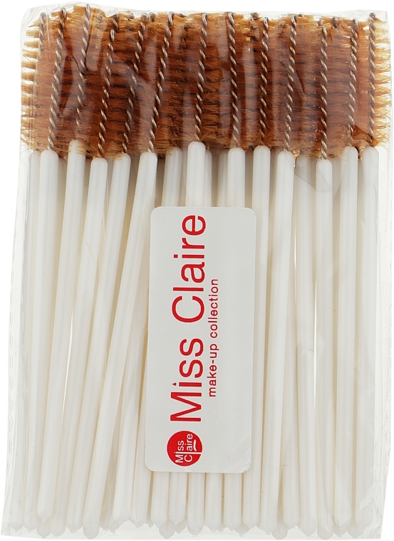 Одноразовые щеточки для ресниц и бровей, бело-коричневые - Miss Claire — фото N1