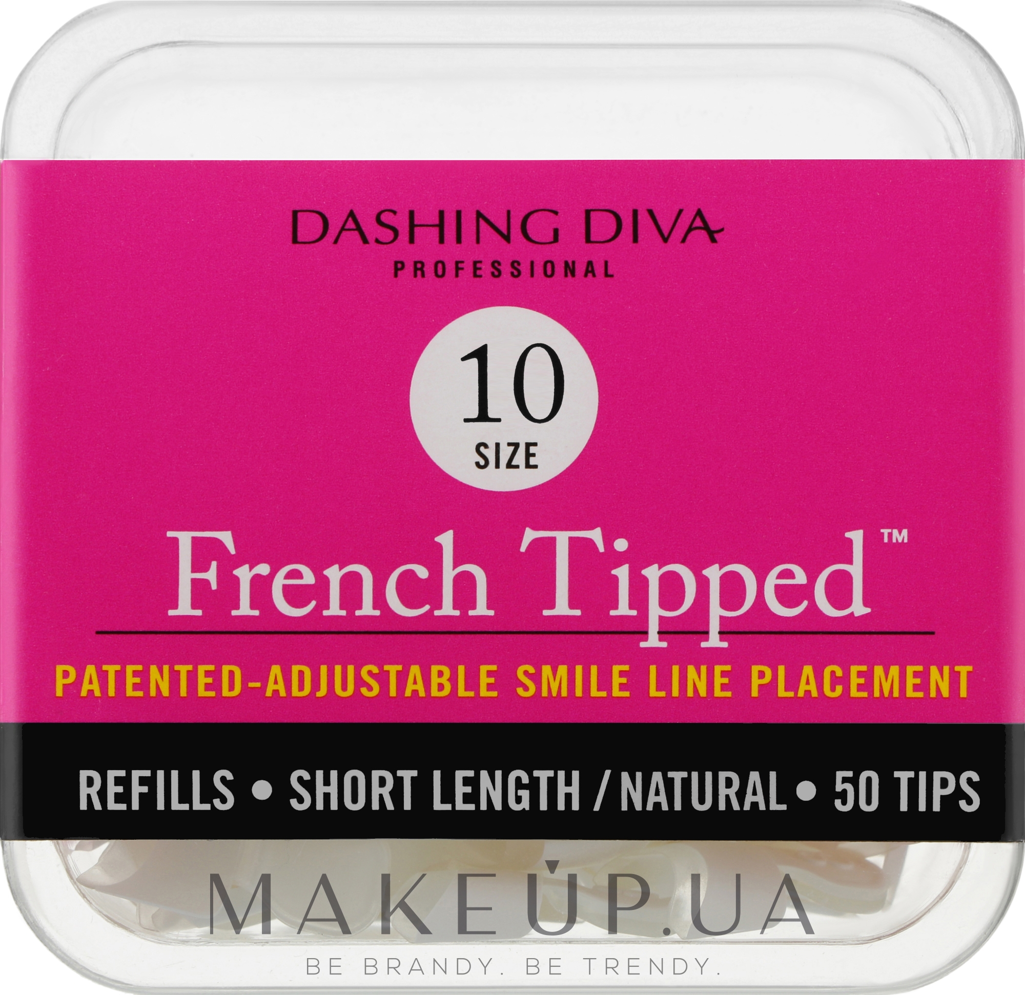 Типсы короткие натуральные "Френч" - Dashing Diva French Tipped Short Natural 50 Tips (Size-10) — фото 50шт