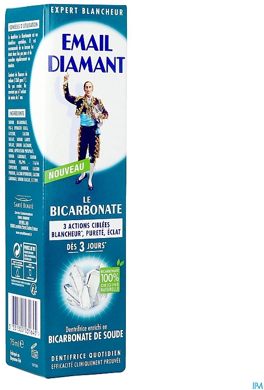 Зубна паста, збагачена харчовою содою - Email Diamant Le Bicarbonate Toothpaste — фото N1