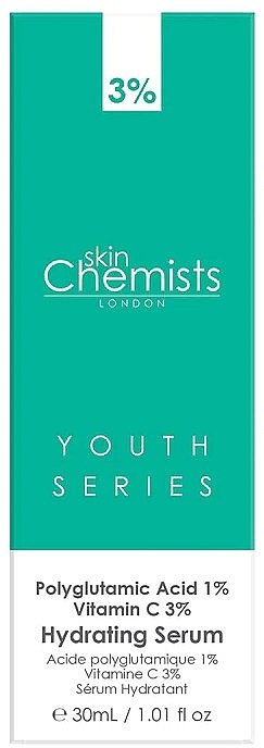 Сироватка для обличчя - Skin Chemists Youth Series Polyglutamic Acid 1%, Vitamin C 3% Hydrating Serum — фото N3