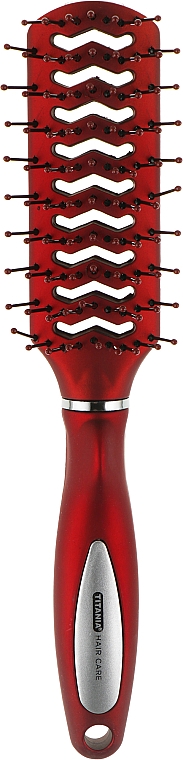 Масажна щітка для волосся, червона - Titania Salon Professional — фото N1