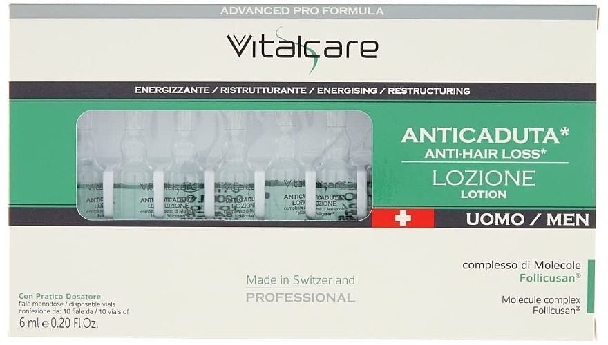 Ампули проти випадання волосся для чоловіків - Vitalcare Professional Made In Swiss Men’s Anti-Hair Loss Ampoules — фото N1