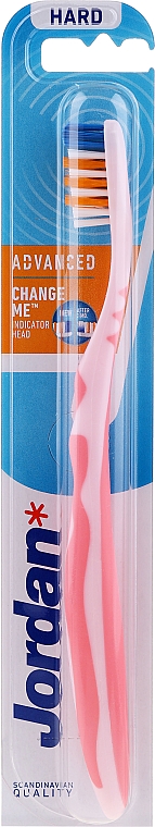 Зубна щітка, тверда, без ковпачка, рожево-помаранчева - Jordan Advanced Toothbrush — фото N1