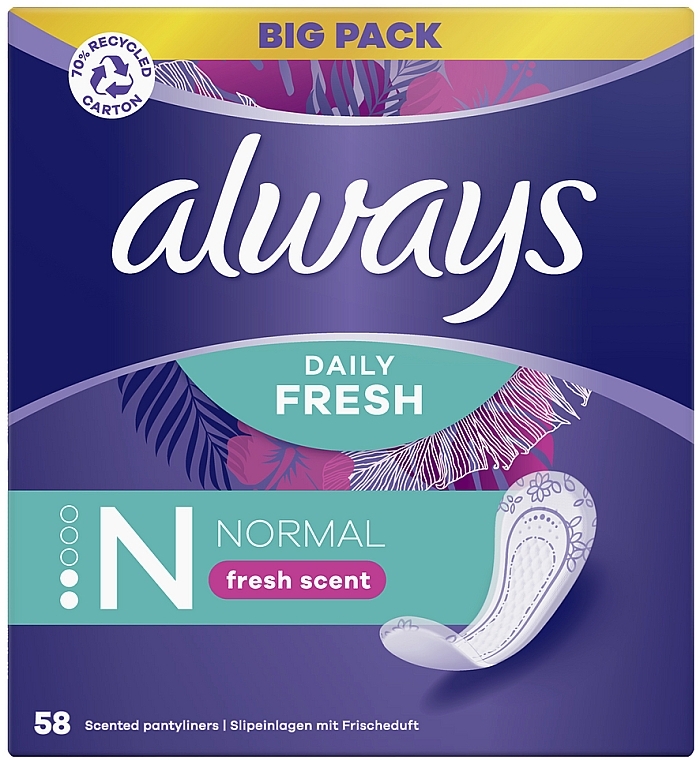 Гігієнічні прокладки, 58 шт. - Always Dailies Fresh & Protect Normal Deo — фото N1