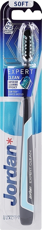 Зубная щетка мягкая "Expert Clean", черно-голубая - Jordan Tandenborstel Expert Clean Soft — фото N1