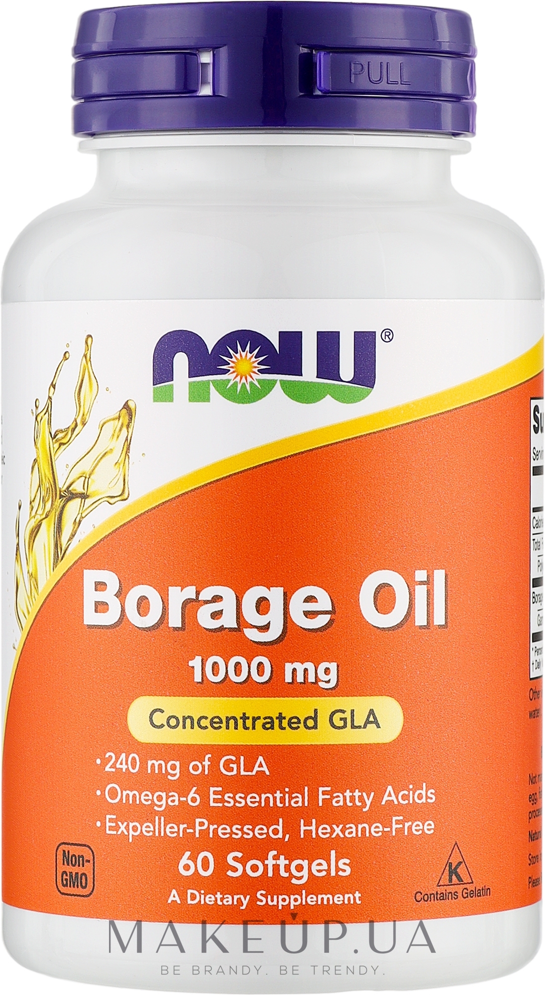 Масло огуречника, 1000 мг - Now Foods Borage Oil — фото 60шт