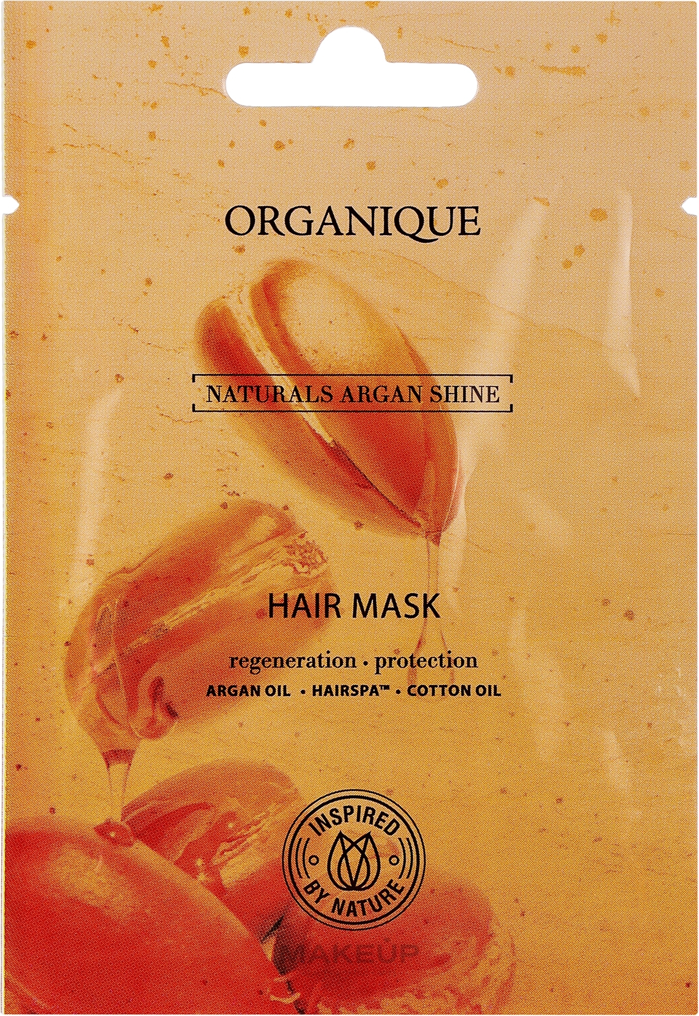 SPA-маска для  сухого тьмяного волосся та чутливої шкіри голови - Organique Naturals Argan Shine (пробник) — фото 10ml
