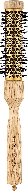 Термобрашинг із дерев'яною ручкою та нейлоновою щетиною, жовтий циліндр, d 37 mm - 3ME Maestri Triangolo Thermal Brush — фото N1