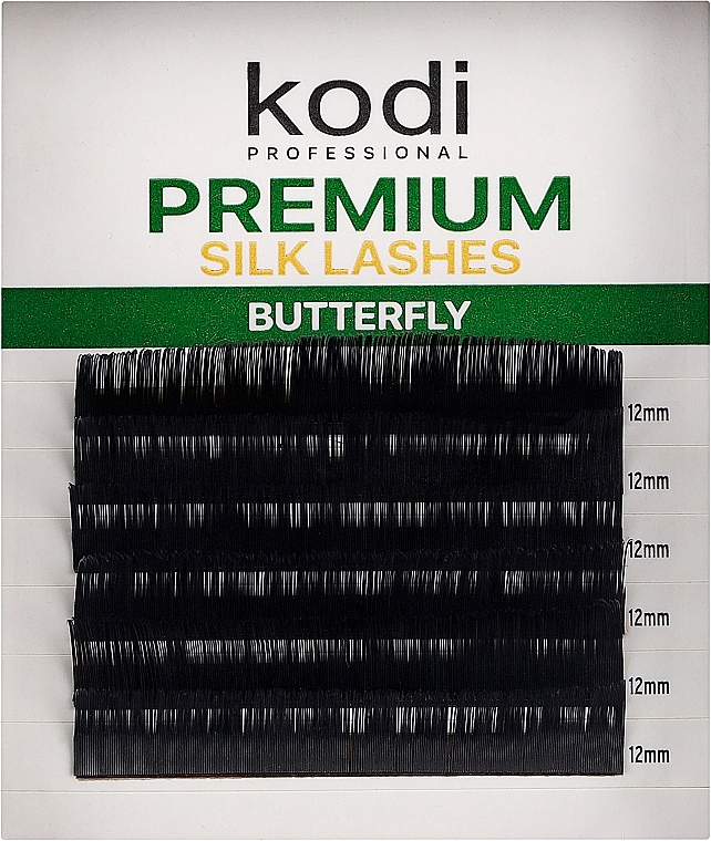 Накладные ресницы Butterfly Green B 0.15 (6 рядов: 12 мм) - Kodi Professional — фото N1