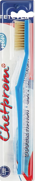 Зубная щетка с натуральной щетиной №44 - Chetprom Double Action Soft Medium — фото N1