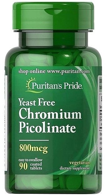 Харчова добавка "Піколінат хрому" - Puritan's Pride Yeast Free Chromium Picolinate 800 mcg — фото N1
