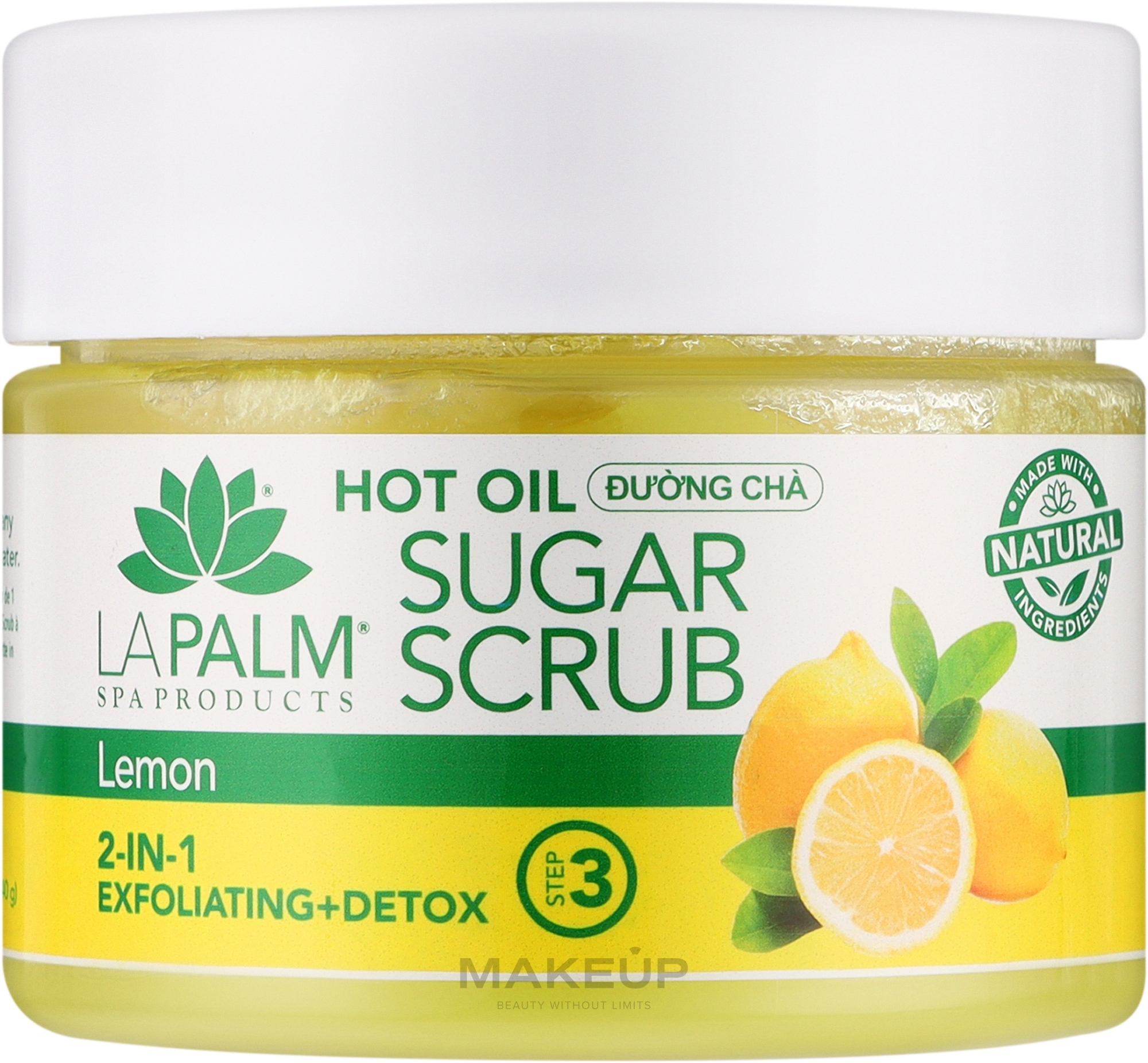 Сахарно-масляный скраб для ног "Лимон" с алоэ вера и витамином Е - La Palm Hot Oil Sugar Scrub Lemon — фото 340g