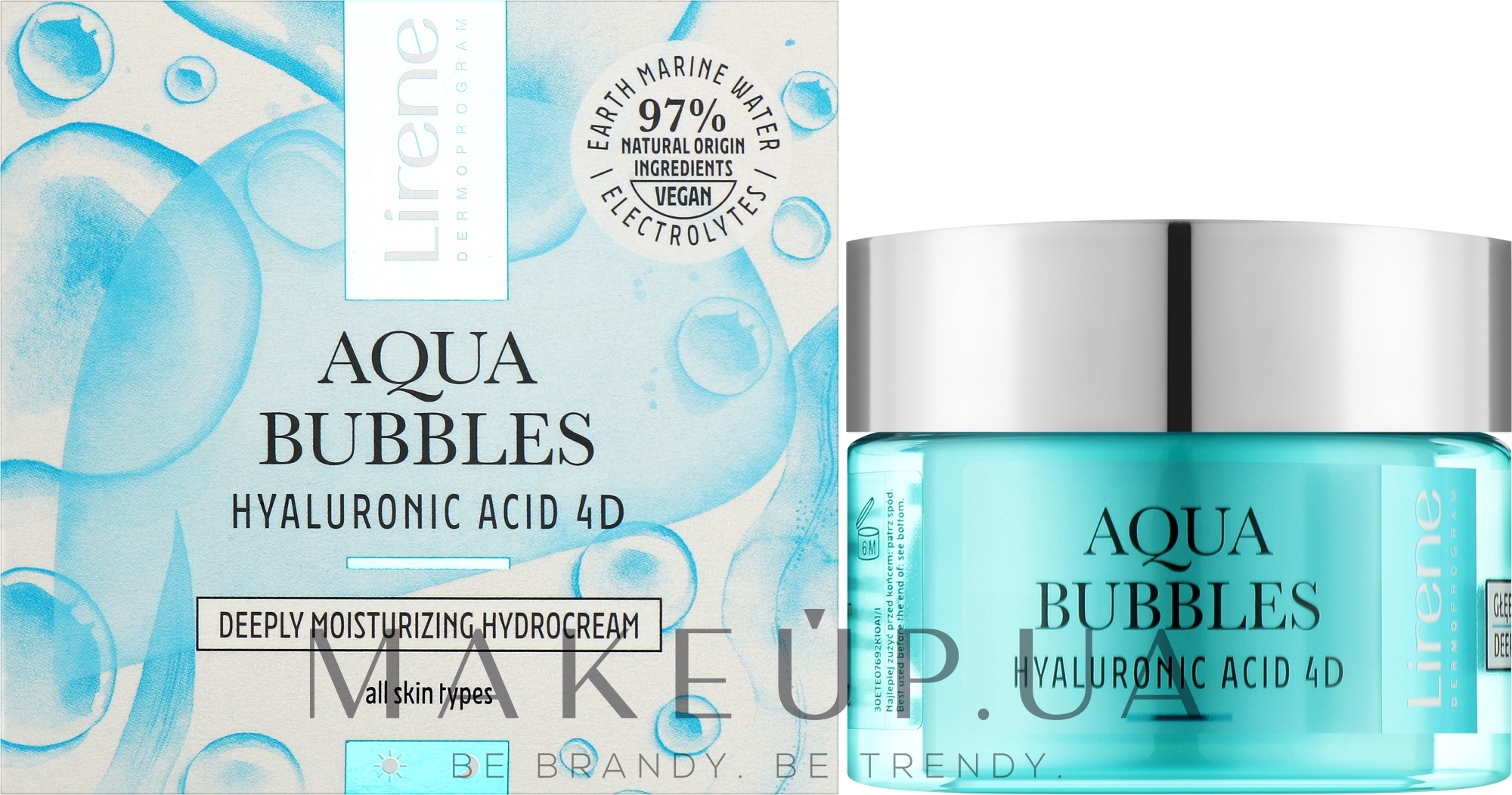 Зволожувальний гідрокрем для обличчя - Lirene Aqua Bubbles Hyaluronic Acid 4D Moisturizing Hydrocream — фото 50ml