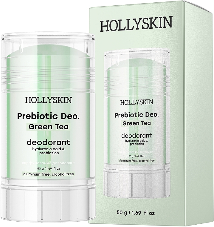 Парфюмированный дезодорант с гиалуроновой кислотой и пребиотиками - Hollyskin Prebiotic Deo. Green Tea — фото N1