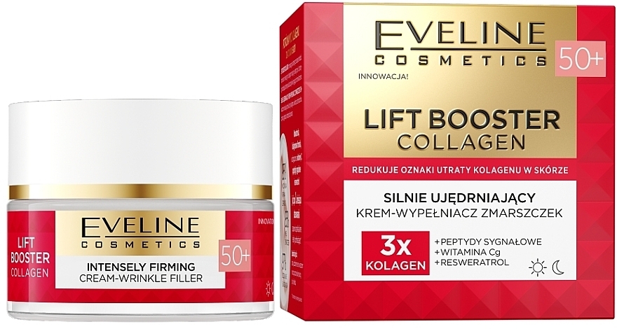 Активно восстанавливающий крем для заполнения морщин 50+ - Eveline Lift Booster Collagen Strongly Firming Cream-Wrinkle Filler 50+ for Day and Night — фото N1