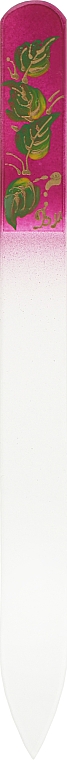 Пилочка стеклянная 95-1352, с ручной росписью «Зеленые листочки», 135мм - SPL — фото N1