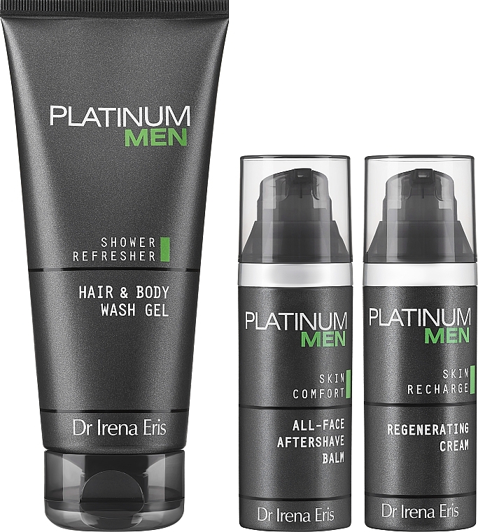 Набор - Dr Irena Eris Platinum Men (aftershave balm/50ml + f/cr/50ml + wash gel/200ml) — фото N2