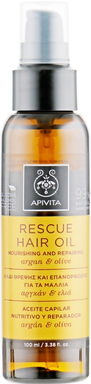 Масло для восстановления и питания волос с арганой и оливками - Apivita Rescue Hair Oil With Argan Oil & Olive — фото N3