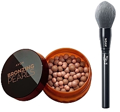 Парфумерія, косметика Набір - Avon Bronzing Pearls+Brush Set (bronzer/28g + brush/1pcs)