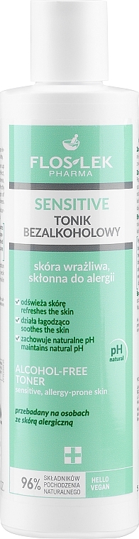 Тонік для чутливої шкіри - Floslek Alcohol Free Toner Sensitive Allergy-Prone Skin — фото N1