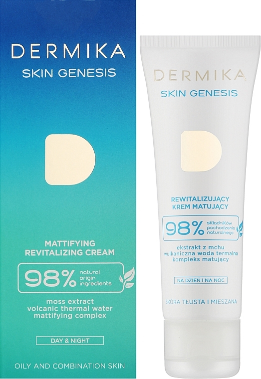 Восстанавливающий матирующий крем для лица для жирной и комбинированной кожи - Dermika Skin Genesis — фото N2
