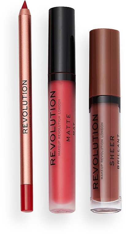 Набор для макияжа - Makeup Revolution Fire Lip Set (l/gloss/3.5ml + lipstick/3ml + l/liner/1g) — фото N3