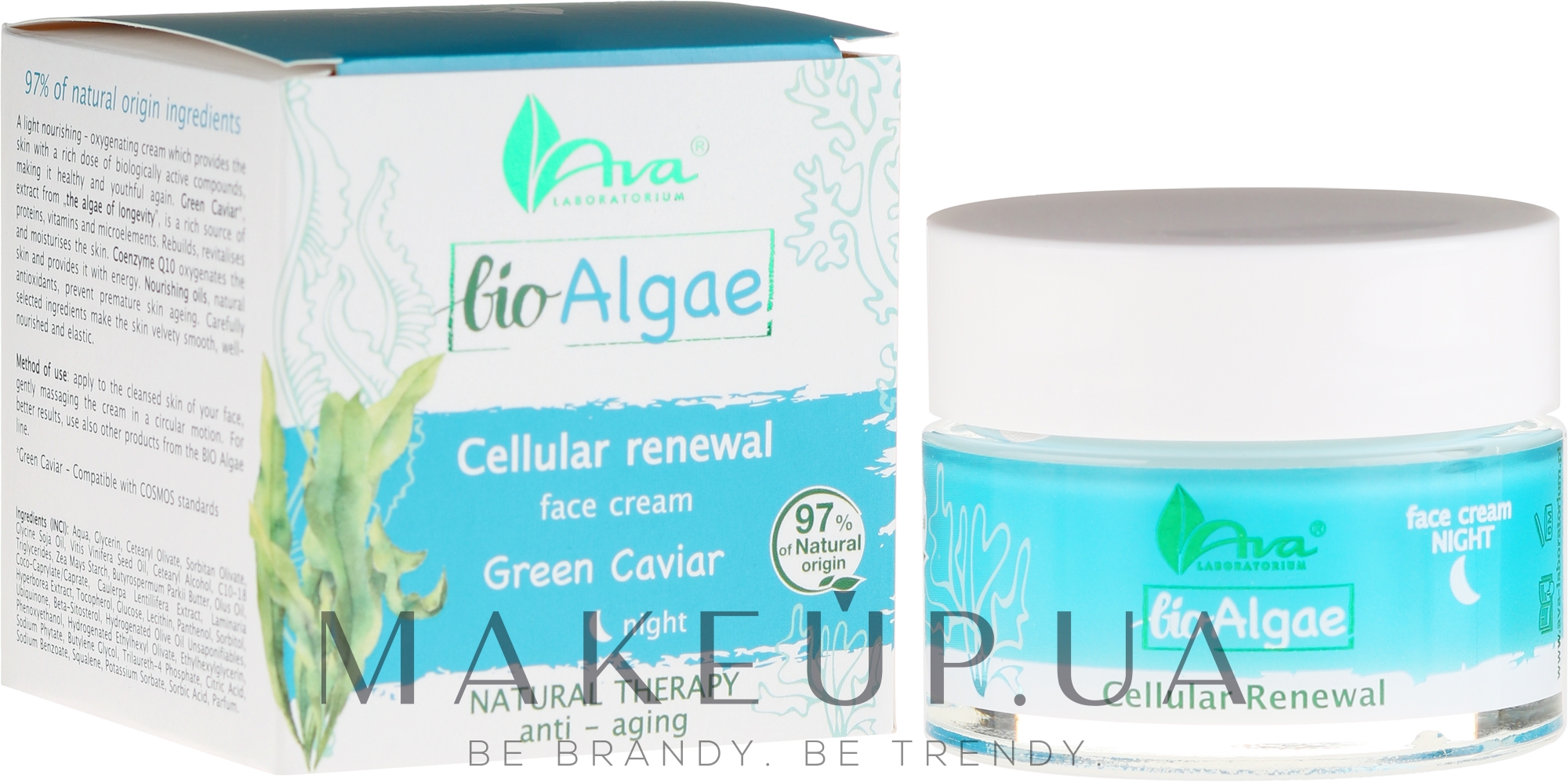 Ночной крем для лица с зеленой икрой - AVA Laboratorium Bio Alga Night Cream — фото 50ml