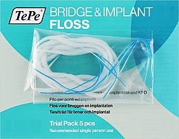 Зубна нитка для чищення мостів, імплантів та брекетів, 5 шт. - TePe Bridge & Implant Floss — фото N1