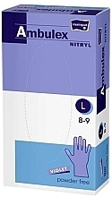 Рукавички нітрилові, неопудрені, фіолетові, розмір L, 100 шт. - Matopat Ambulex — фото N1