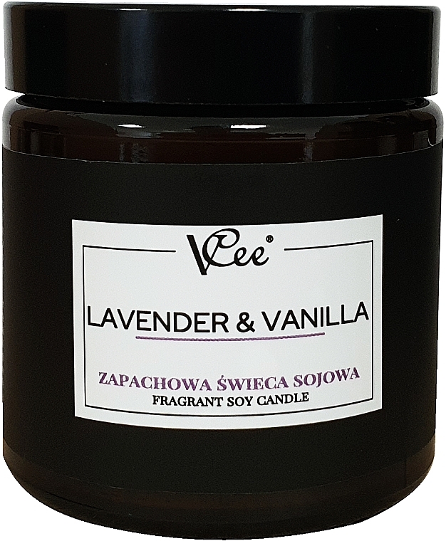 Соевая свеча с ароматом лаванды и ванили - Vcee Lavender & Vanilla Fragrant Soy Candle — фото N1