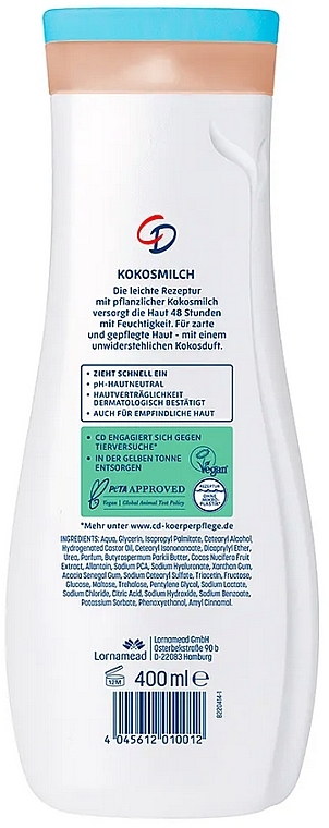 Кокосове молочко для тіла - CD Body Milk Coconut — фото N2