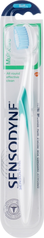 Зубна щітка "Комплексний захист", м'яка, біло-зелена  - Sensodyne Multicare Soft