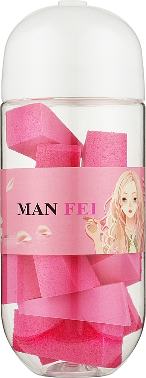 Набор латексных спонжей для макияжа, в банке, малиновые - Man Fei — фото N1