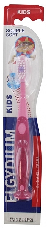 Детская зубная щетка "Splash", 2-6 лет, красная с розовым - Elgydium Kids Splash 2-6 Years — фото N1