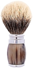 Парфумерія, косметика Помазок для гоління - Plisson Horn And Chrome Finish & European Grey Shaving Brush