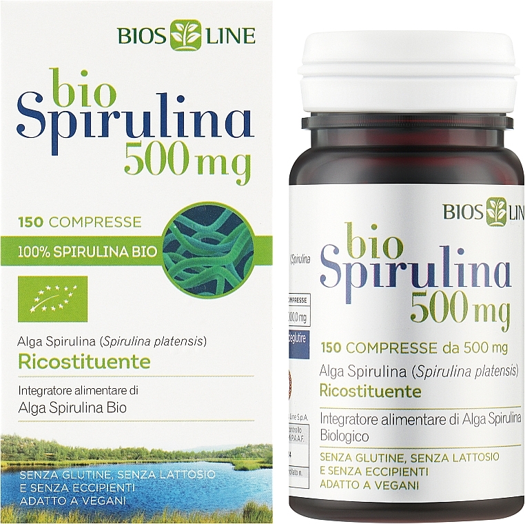 Пищевая добавка "Спирулина", 500 мг - BiosLine Principium Bio Spirulina — фото N2
