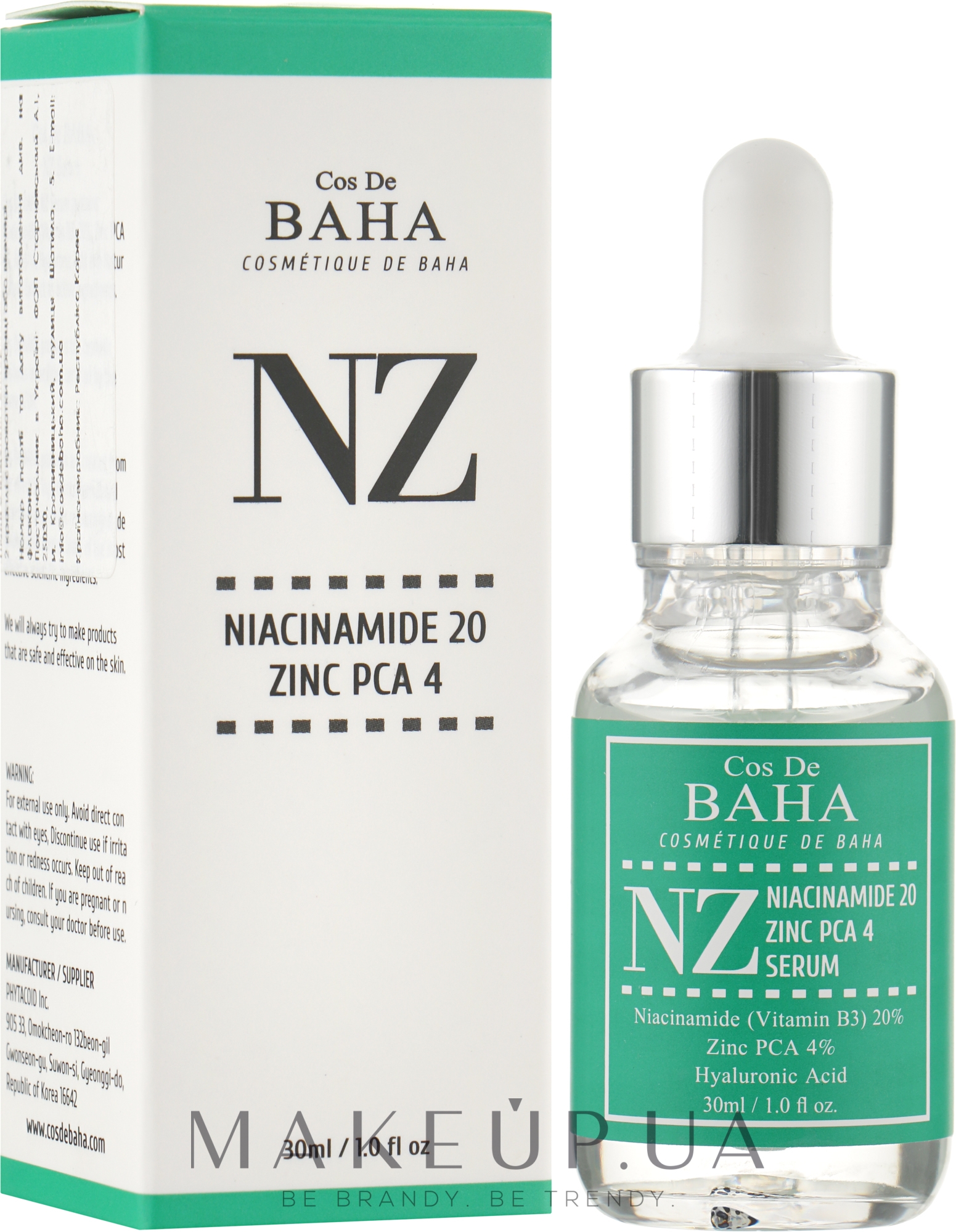 Сыворотка для лица с ниацинамидом и цинком - Cos De BAHA Niacinamide 20% + Zinc 4% Serum — фото 30ml