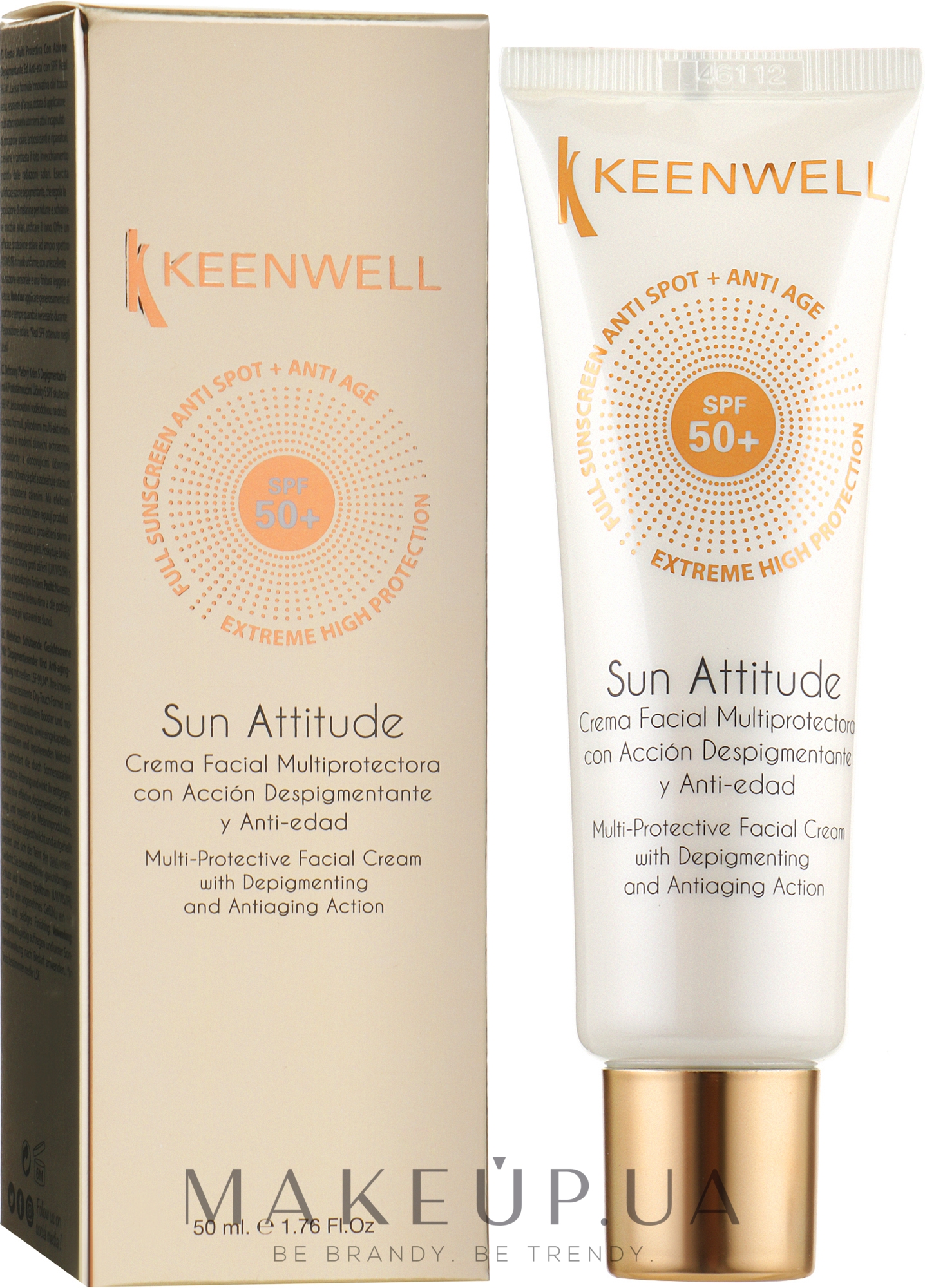 Мультизащитный крем для лица с депигментирующим и антивозрастным действием - Keenwell Sun Attitude Depigmenting Anti Ageing SPF50+ Facial Cream — фото 50ml